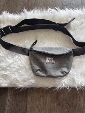 Herschel Grey Crossbody Waist Pack with Red Striped Lining